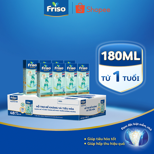 Thùng 48 hộp Sữa uống dinh dưỡng Friso Gold (180ml/hộp)