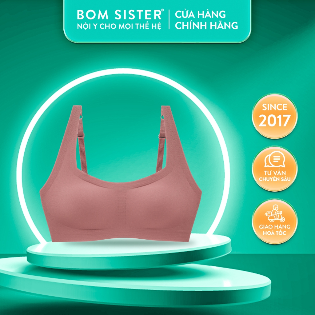 Ảnh Áo lót su mút mỏng, áo ngực nữ không gọng, dây liền không viền, mút tháo rời được BOM SISTER MU0310 1