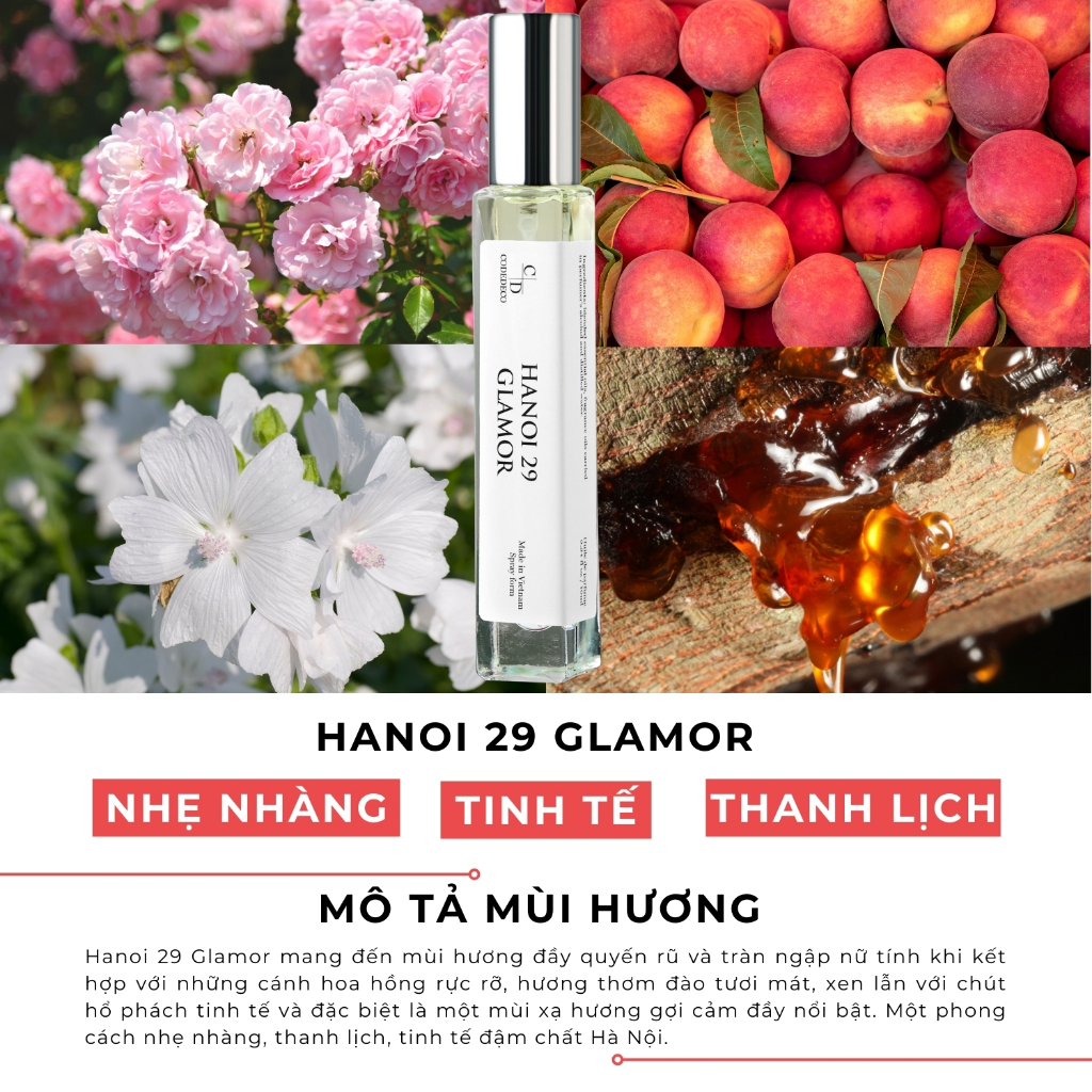 Ảnh Tinh dầu thơm nữ CODEDECO Hanoi 29 Glamor 10ml dạng xịt - Nhẹ nhàng, Tinh tế, Thanh lịch 2