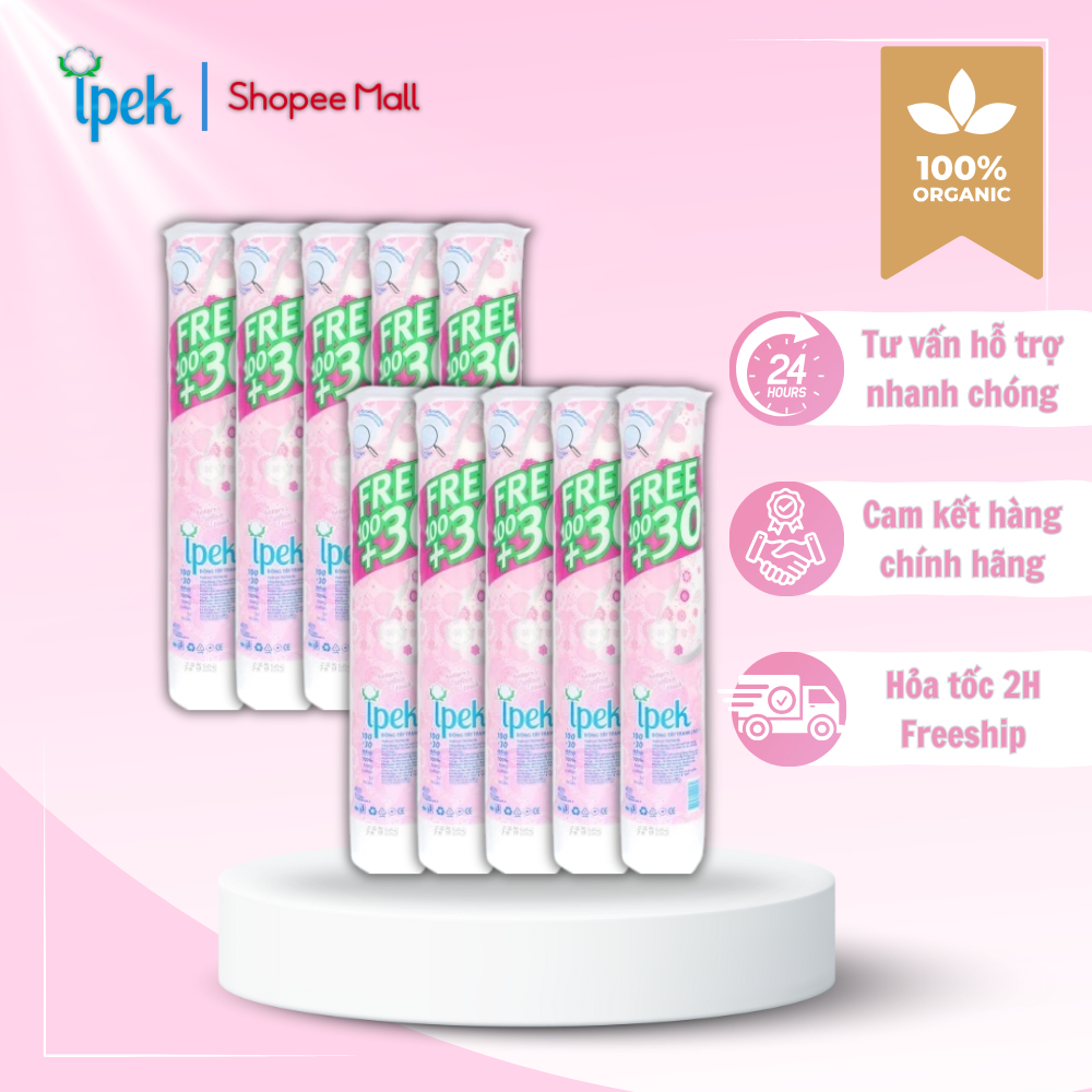 Ảnh [Tặng 2 mặt nạ] Combo 10 bông tẩy trang Ipek 130 miếng cotton 100% tự nhiên Thổ Nhĩ Kỳ 2