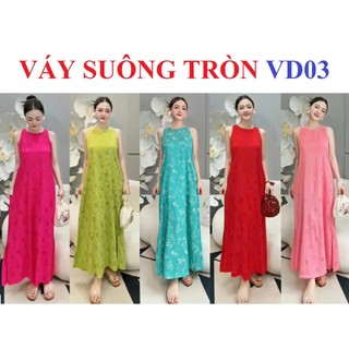 Váy suông sát nách dáng dài, Váy maxi kiểu ba lỗ chất gấm lụa mềm mại xẻ tà, Đầm maxi đi biển chữ A VD03 VD01-BIATONKIDS