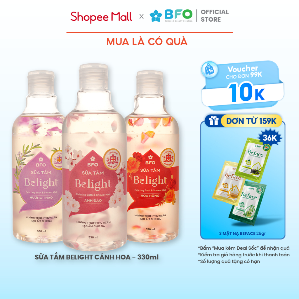 Ảnh Sữa Tắm Cánh Hoa Tinh Dầu Dưỡng Trắng Da Mịn Màng Lưu Hương Quyến Rũ Belight 330ml 1