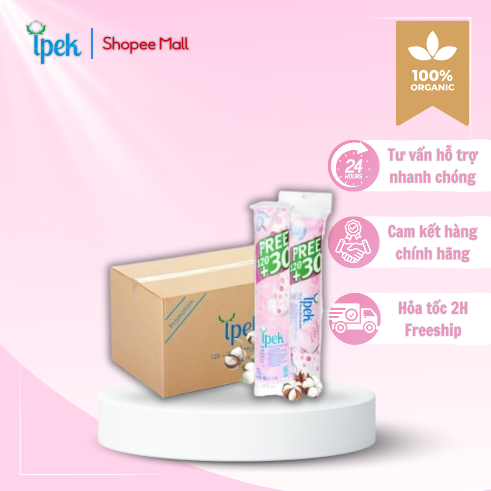 Ảnh Sỉ 1 thùng Bông tẩy trang ipek thổ nhĩ kì 150 miếng (30 gói x 150 miếng) 1