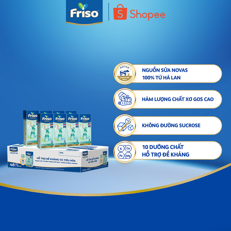 [KOL] Thùng 48 hộp Sữa uống dinh dưỡng Friso Gold (180ml/hộp)