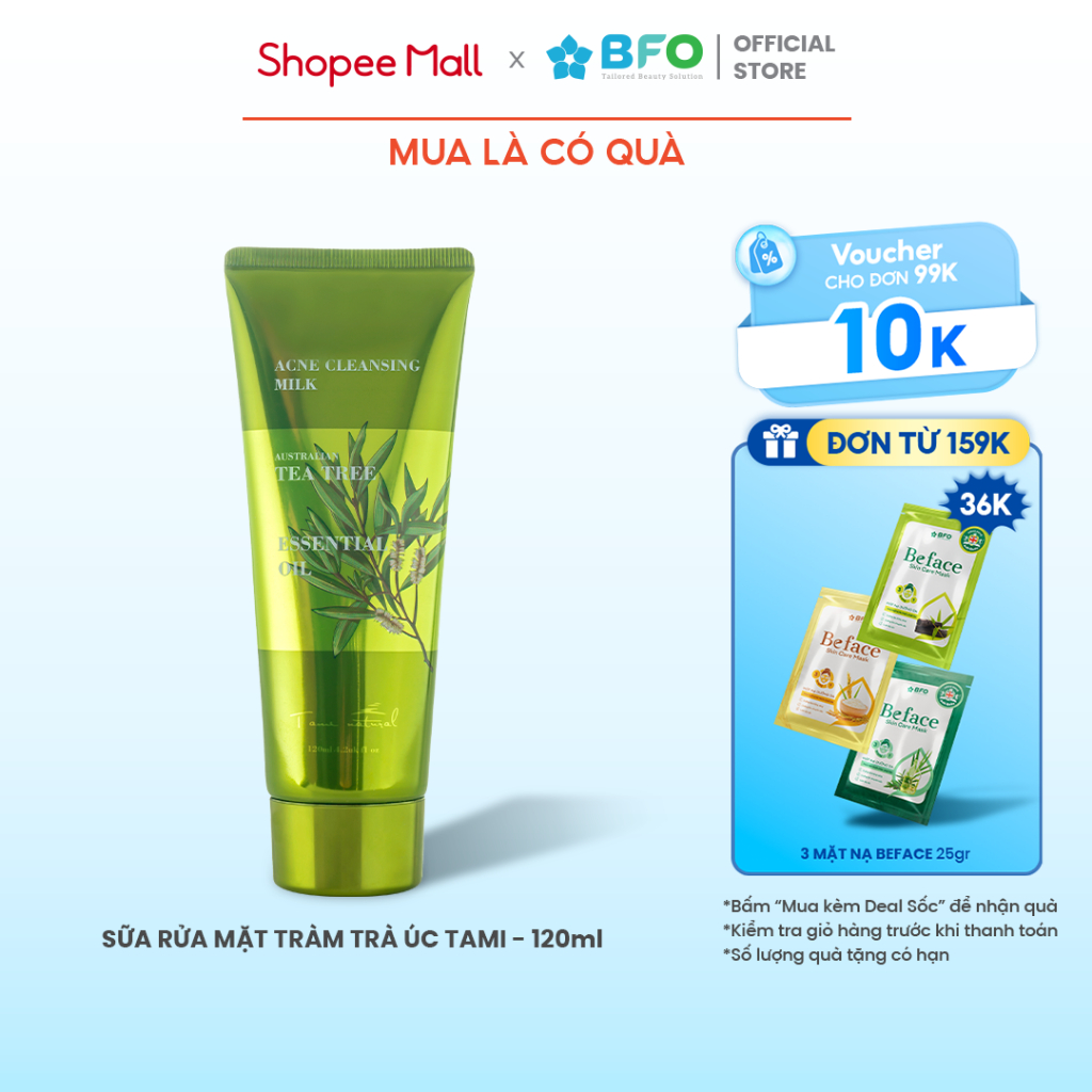 Ảnh Sữa Rửa Mặt Dưỡng Da Tinh Chất Tràm Trà Giảm Mụn Tami Natural 120ml 1