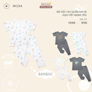 Bộ cộc tay quần dài, cho bé thương hiệu Mẹ & Con+, co giãn, thoải mái, cho bé từ 9 tháng đến 5 tuổi