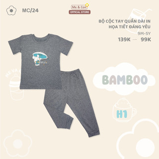 Bộ cộc tay quần dài, cho bé thương hiệu Mẹ & Con+, co giãn, thoải mái, cho bé từ 9 tháng đến 5 tuổi