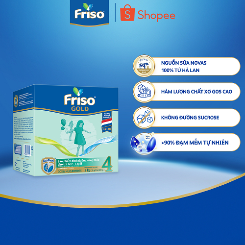 Bộ 2 Hộp Sữa Bột Friso Gold 4 Hộp Giấy 2kgx2