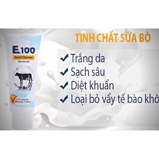 Sữa Rửa Mặt E100 Bò 80g: Trắng Mịn Da -Sạch Khuẩn Gây Mụn: Chính Hãng
