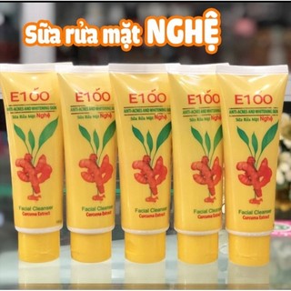 Sữa Rửa Mặt E100 Nghệ 100g: Mờ Thâm - Trắng Da - Ngừa Mụn : Chính Hãng
