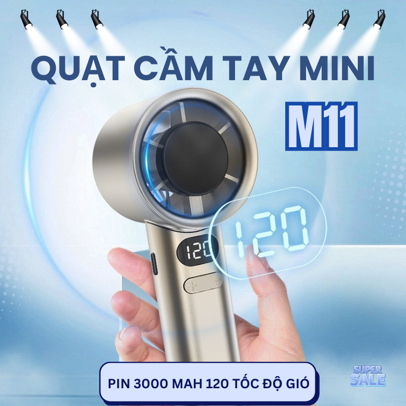 Quạt Cầm Tay Mini SONGNGAN M11 Với 120 Mức Gió Pin 3000 Mah Màn Hình Led Làm Mát Lên Đến 6H