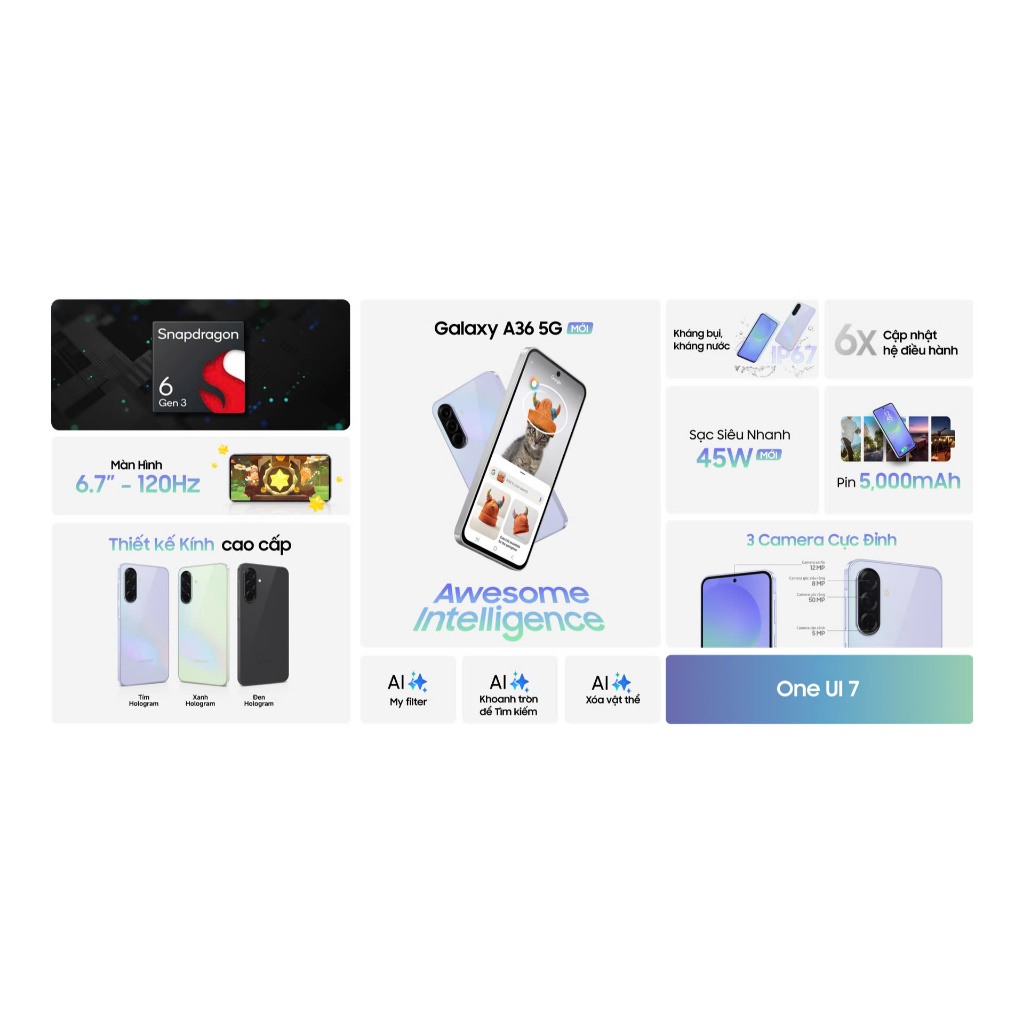 Ảnh Điện thoại Samsung A36 5G 8GB | 128GB, Màn hình 6.7" - Chip Snapdragon 6 Gen 3 - Camera 50MP - 5000mAh, Bảo hành 2 năm 4