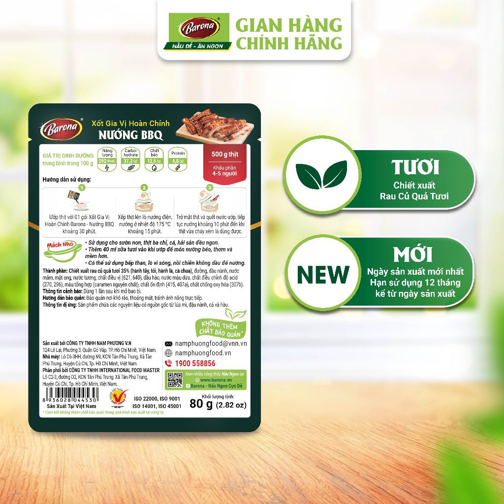 Ảnh Gia Vị Nướng BBQ Barona 80g ướp ngon chuẩn vị không cần nêm nếm 2