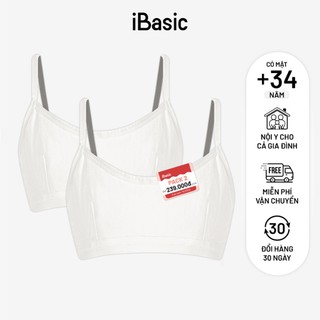 Pack 2 Áo lót nữ học sinh dây nhỏ cotton USA kháng khuẩn iBasic BRAT027-PA2