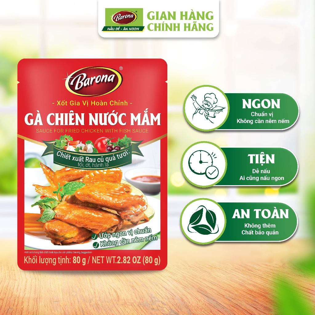 Ảnh Combo 3 Gói Gia Vị Gà Chiên Nước Mắm Barona 80g ướp ngon chuẩn vị không cần nêm nếm 2