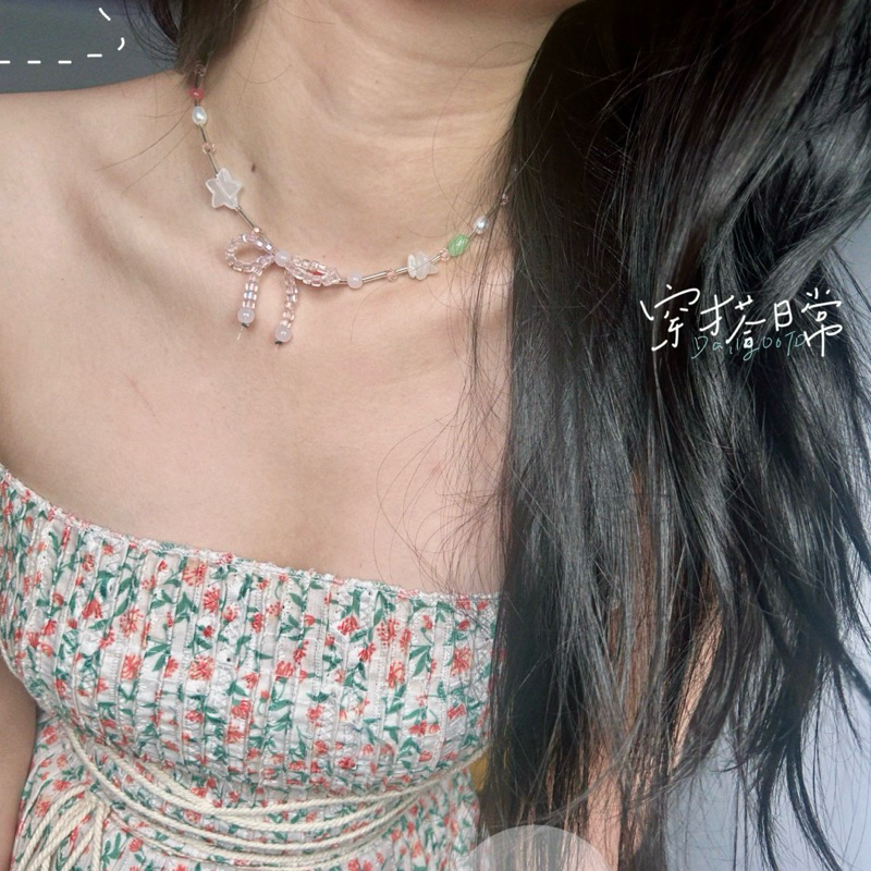 Chocker Vòng cổ Dây chuyền handmade BOHO Girl mix nhiều loại hạt vòng màu Y2K