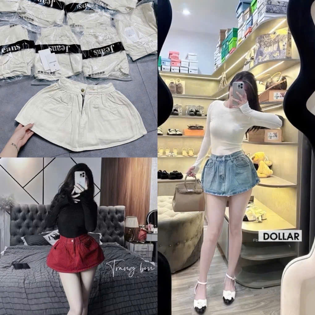 Chân váy ngắn denim kèm lót trong