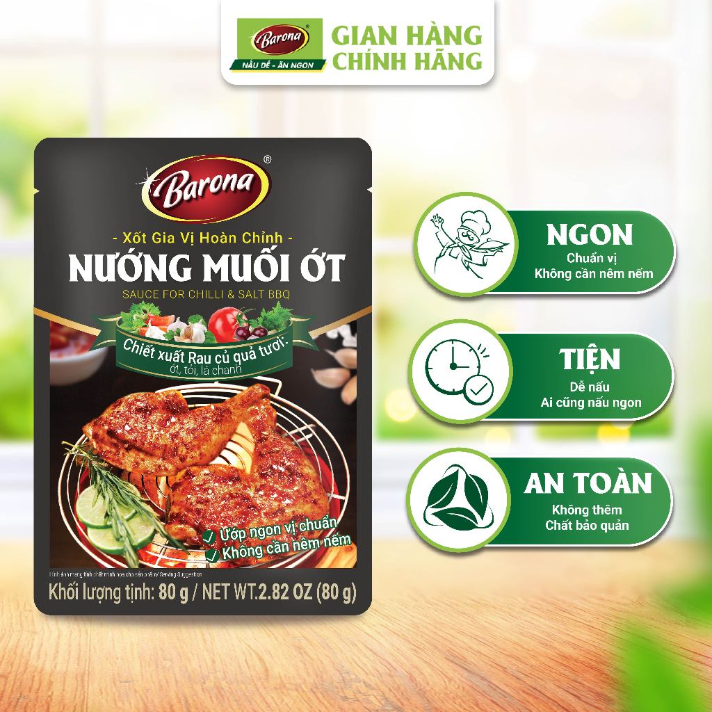 Ảnh Gia Vị Nướng Muối Ớt Barona 80g ướp ngon chuẩn vị không cần nêm nếm 1