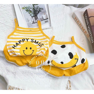 Bộ hai dây bé gái, bộ cotton hai dây mặc hè, bộ hai dây quả dâu bé gái