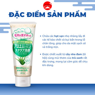 Sữa Rửa Mặt Tẩy Tế Bào Chết Lô Hội Utena Everish Ngừa Mụn Chống Lão Hoá Làm Sạch Lỗ Chân Lông 135g