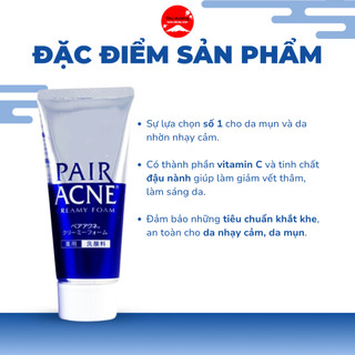 Sữa Rửa Mặt Ngừa Mụn Pair Acne Nhật Bản 80g. Giảm Sưng Mờ Thâm Dưỡng Ẩm Cho Da Nhạy Cảm