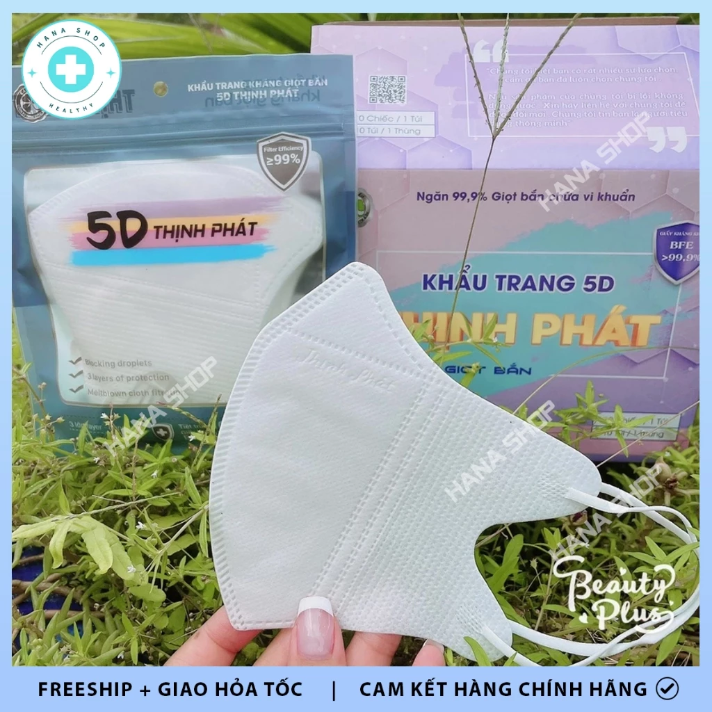 [CHÍNH HÃNG ĐỦ 10 MÀU] Khẩu Trang 5D THỊNH PHÁT 3 Lớp Vải Không Dệt Kháng Khuẩn Lọc Bụi Mịn Tia UV — bếp nhà mình