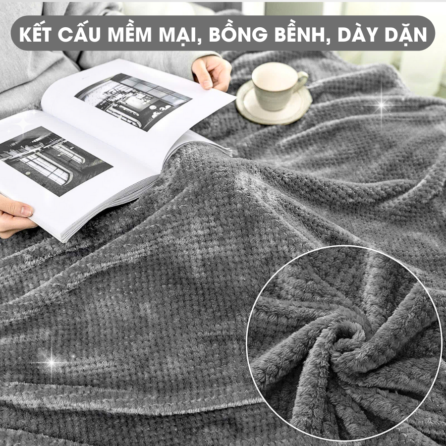 Ảnh Chăn Lông Cừu Vân Bắp Cao Cấp Mền Lông Dày Ấm Áp Mềm Mịn Gọn Nhẹ Phù Hợp Cho Văn Phòng Gia Đình Spa Đi Du Lịch KT 1m6x2m 3