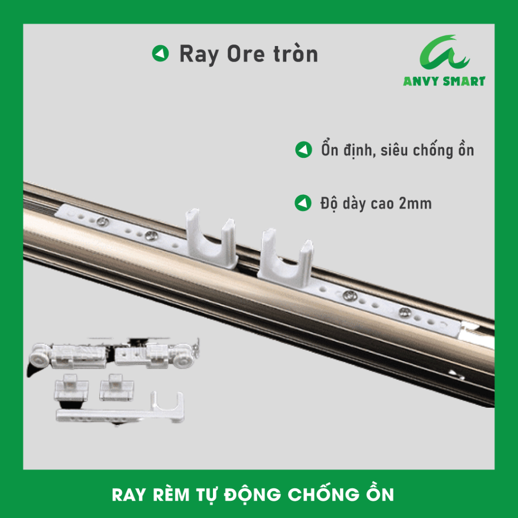 Ray Rèm Tự Động Ore Tròn Full Phụ Kiện Cho Động Cơ Tuya, Dooya, Aquara ...