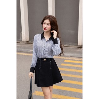 PRE - Chân váy chữ A dáng ngắn phối đai gải LV165