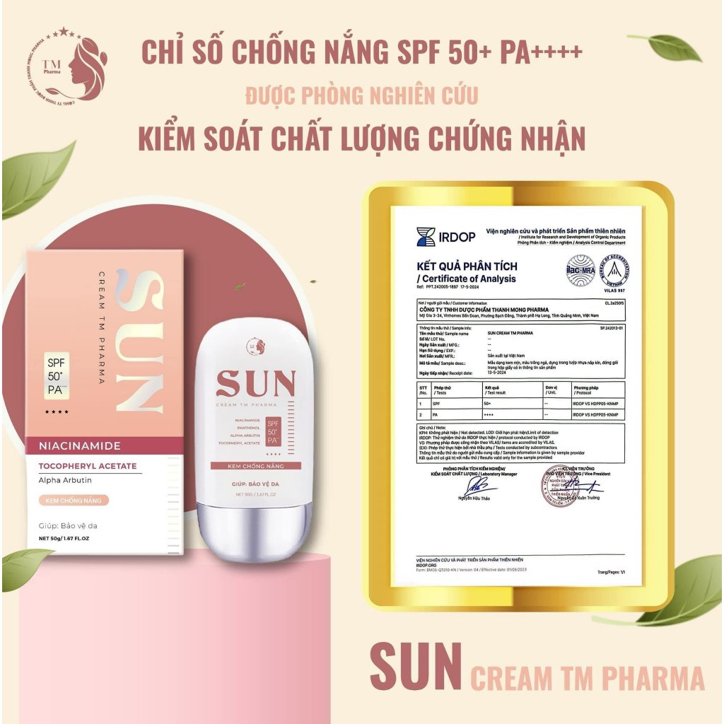 Ảnh Combo 2 Kem Chống Nắng Sun Cream TM Pharma Nâng Tone Da,Không Bết Dính,Công Nghệ Titanium 3