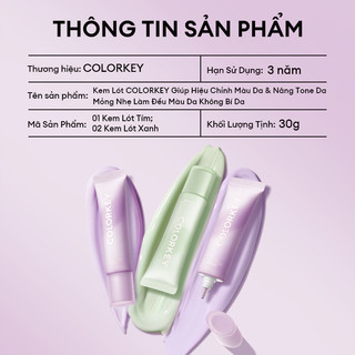 Kem Lót Colorkey Light Weight Polish Primer Nâng Tone Da Mỏng Nhẹ Không Bí Da 30g