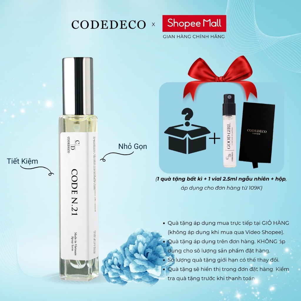 Ảnh Tinh dầu thơm nam CODEDECO CODE N.21 10ml dạng xịt - Phóng khoáng, Nam tính, Cuốn hút 1