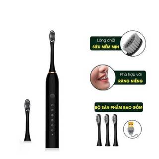 bàn chải điện , bàn chải điện cho bé, lông mềm sóng âm tặng kèm 4 đầu thay thế