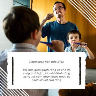 bàn chải điện , bàn chải điện cho bé, lông mềm sóng âm tặng kèm 4 đầu thay thế