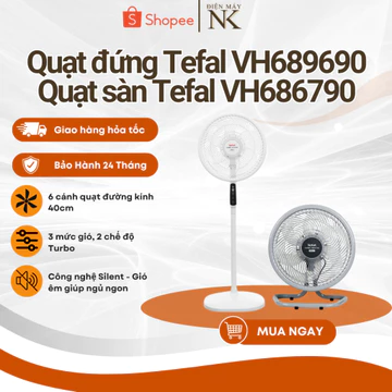 Quạt đứng Tefal VH689690 (Có REMOTE Điều Khiển) - Quạt sàn Tefal VH686790 công suất 80W - Chính Hãng