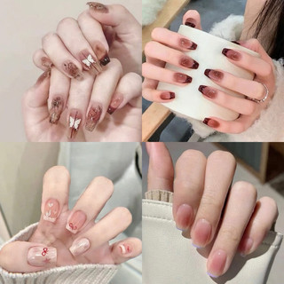 NANTY Bộ 24 Móng Tay Giả vẽ Cho Nữ Nail Box, Nailbox, Nail Xinh