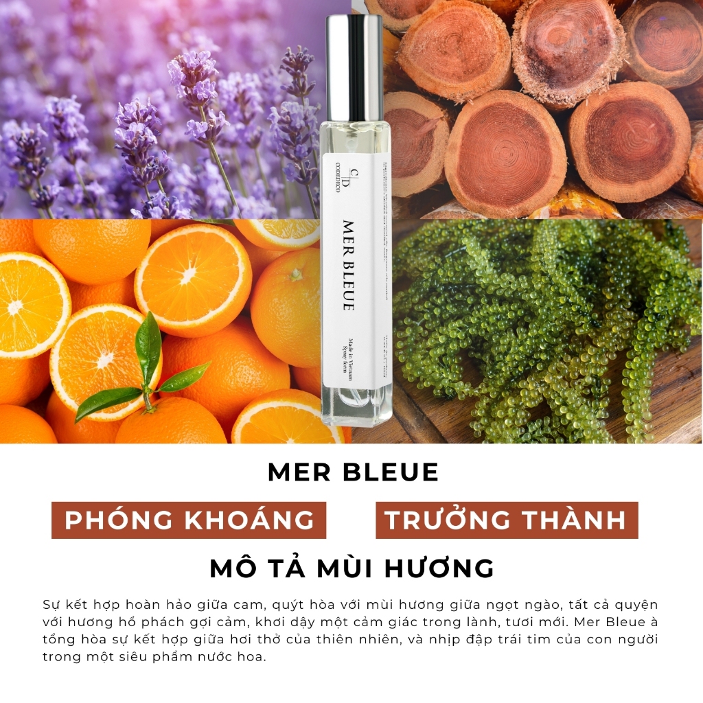Ảnh Tinh dầu thơm nam CODEDECO Mer Bleue 10ml dạng xịt - Phóng khoáng, Nam tính, Trưởng thành 2