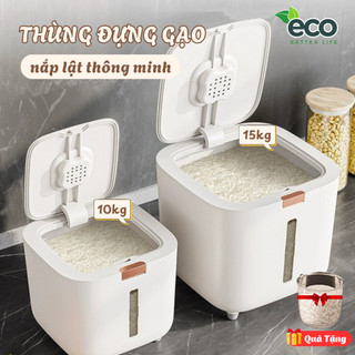 Thùng Đựng Gạo Thông Minh 5kg 10kg 15kg Nắp Kín Tự Động Chống Côn Trùng, Chống Ẩm Mốc