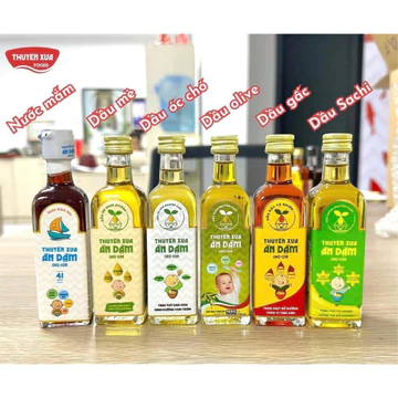 Dầu ăn dặm Thuyền Xưa cho bé 6 tháng dầu gấc, dầu óc chó, dầu oliu, dầu mè, dầu sachi