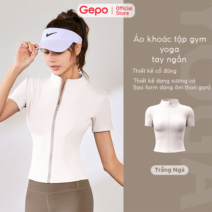 Ảnh Áo khoác nữ thể thao tay ngắn tập gym,yoga,ôm body chất thun lạnh co giãn 4 chiều GEPO GP231 1