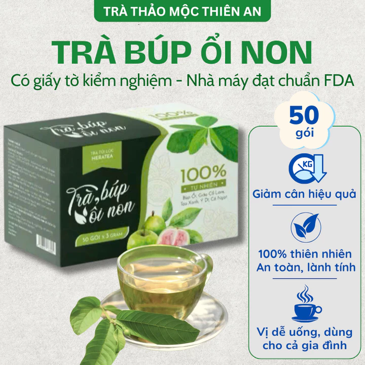 Trà Búp Ổi Non Thiên An Hộp 50 Túi Giúp Giảm Cân, Trà Lá Ổi Cải Thiện Tiêu Hóa, Ổn Định Đường Huyết