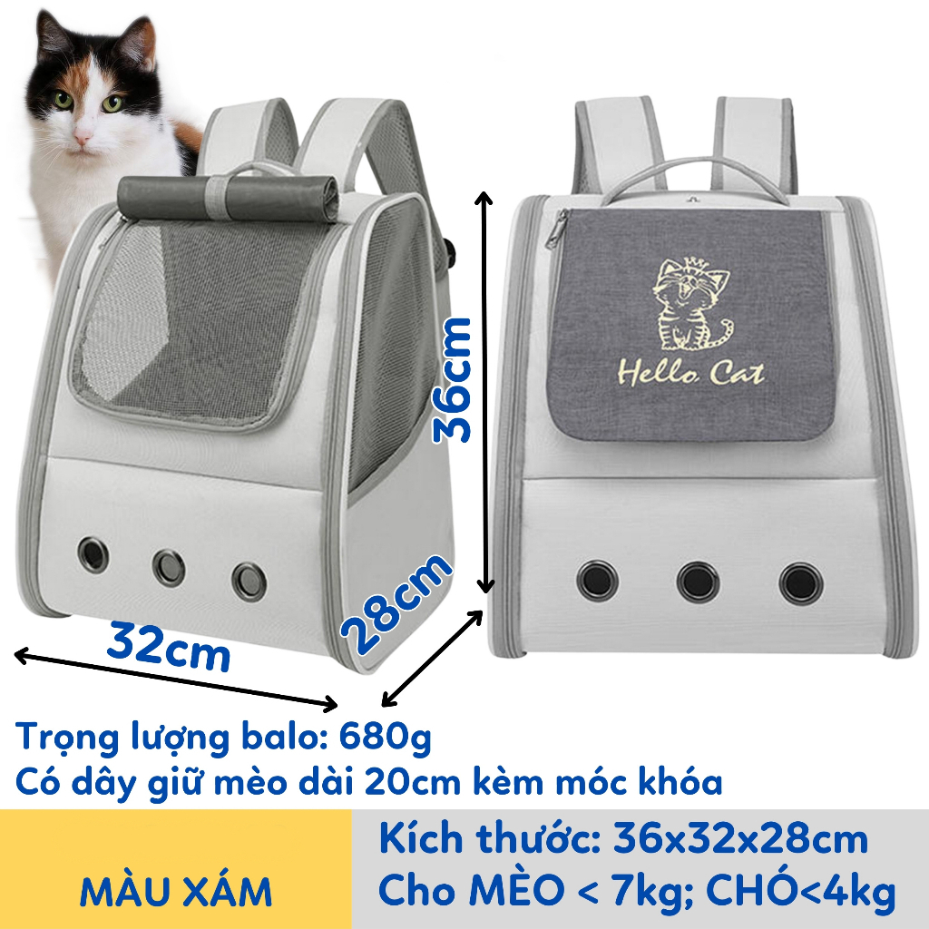 Balo vận chuyển chó mèo đi chơi, đi du lịch, ...  dành cho thú cưng - H2 Store