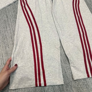 Set Bộ Đồ Thể Thao Nữ Bad Xám Sọc Đỏ Áo Thun Zip Thêu Bad Mix Quần Suông Dài Ống Rộng Phối Sọc Đỏ Freesize