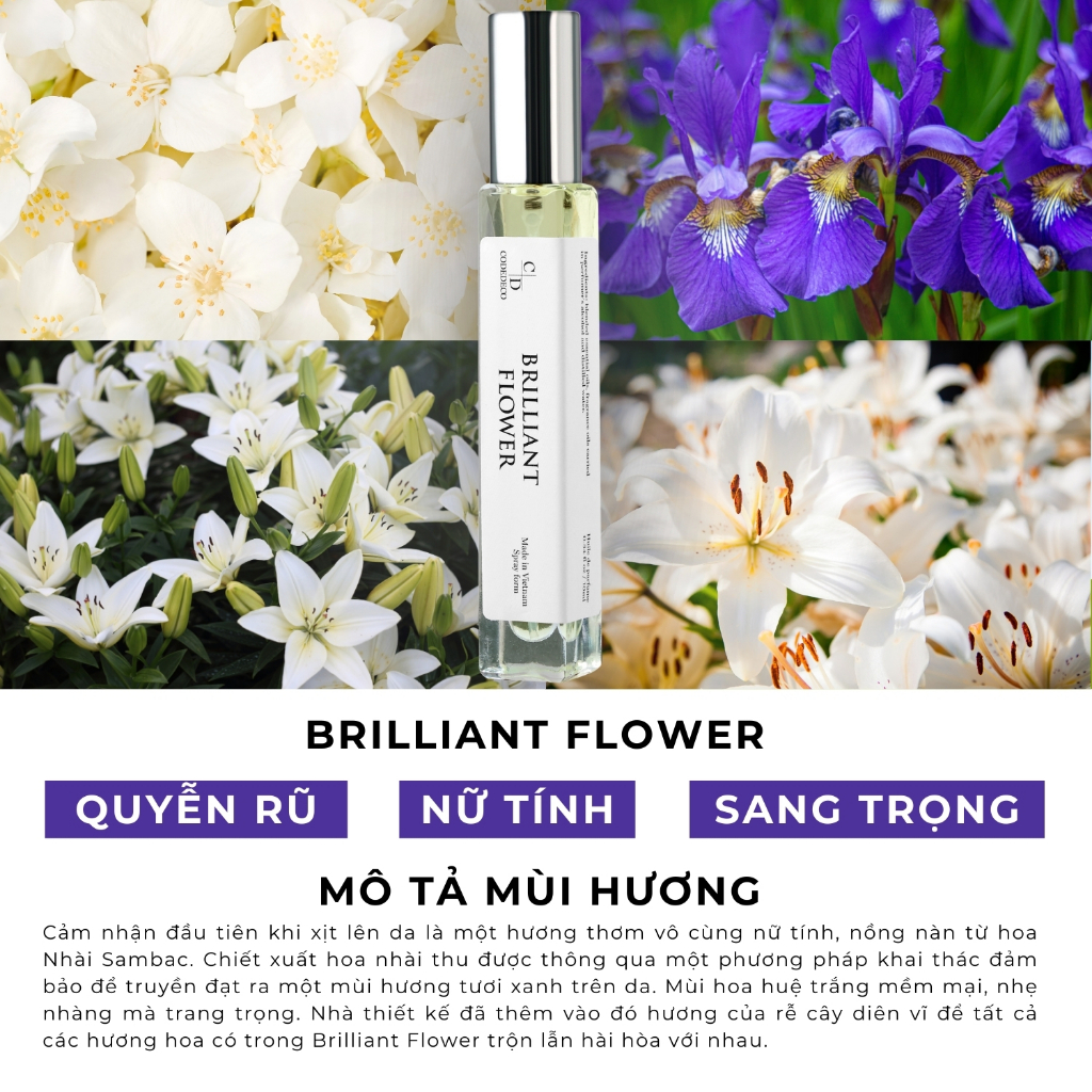 Ảnh Tinh dầu thơm CODEDECO Brilliant Flower 10ml dạng xịt - Quyến rũ, Sang trọng, Nữ tính 2
