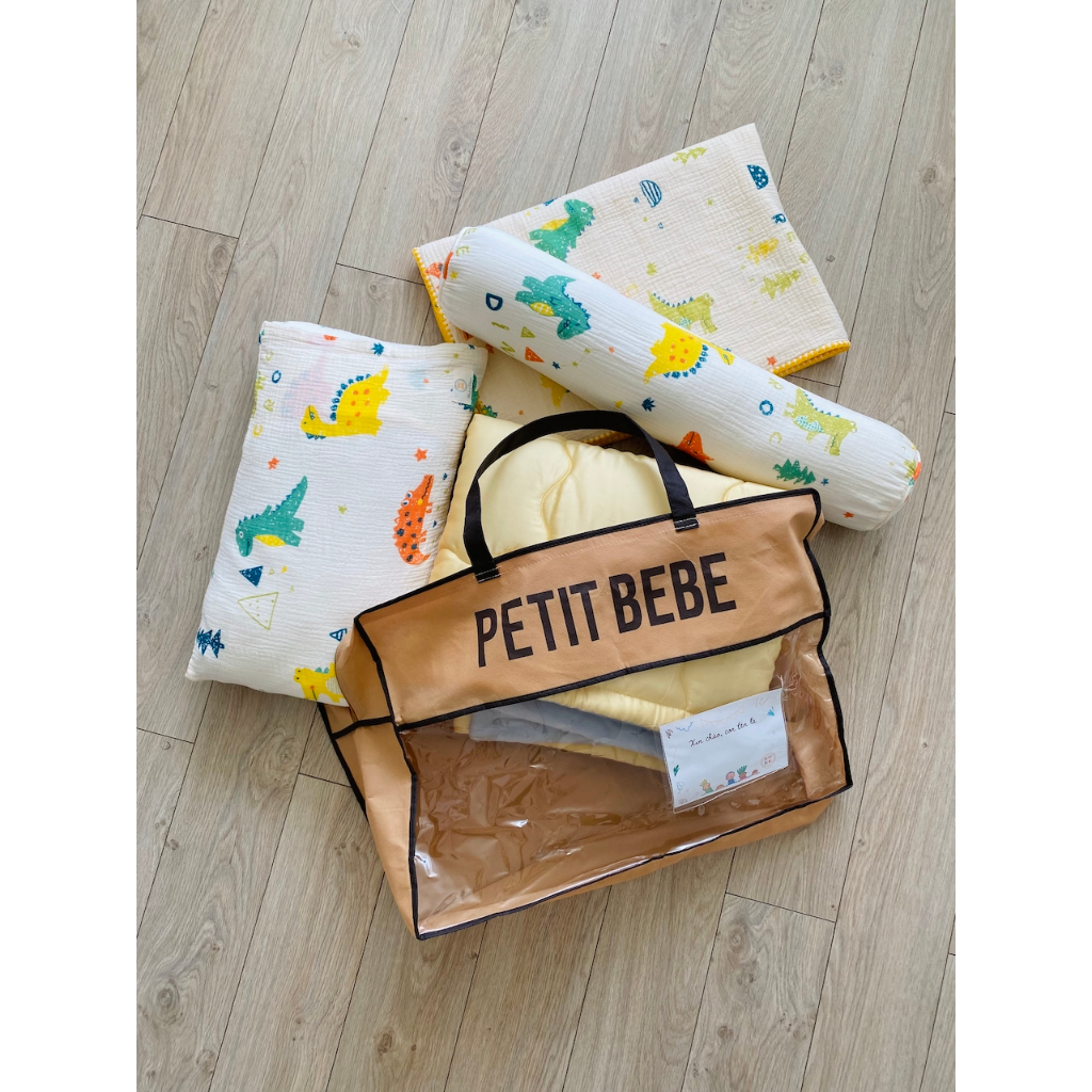 Ảnh Túi đựng chăn gối cho bé đi học kèm thẻ tên PETIT BEBE mẫu giáo tiểu học 55cm x 40cm x 15cm 4