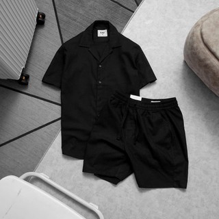 Bộ Đũi Nam Cao Cấp – Áo Sơ Mi Cộc Tay + Quần Short – Mát Mẻ, Thoáng Khí | Set Đũi Basic Form Đẹp
