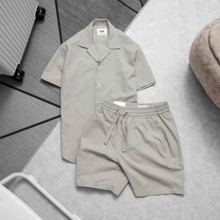 Bộ Đũi Nam Cao Cấp – Áo Sơ Mi Cộc Tay + Quần Short – Mát Mẻ, Thoáng Khí | Set Đũi Basic Form Đẹp