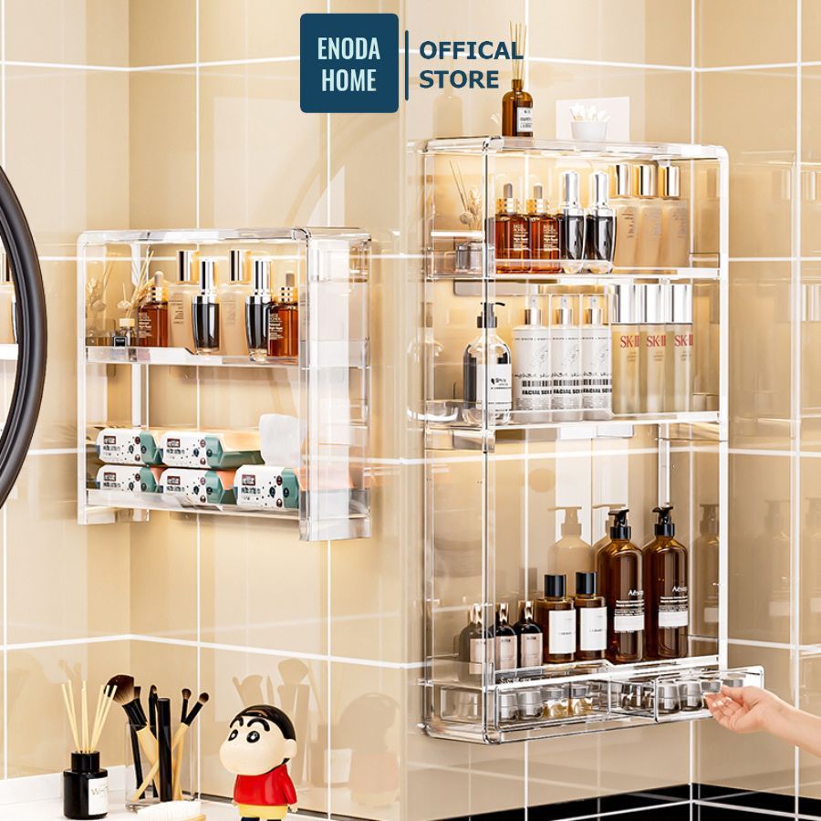 Kệ Đựng Mỹ Phẩm ENODA HOME, Kệ Đựng Đồ Nhà Tắm Nhiều Tầng Gắn Tường Không Cần Khoan Đục HTREO002