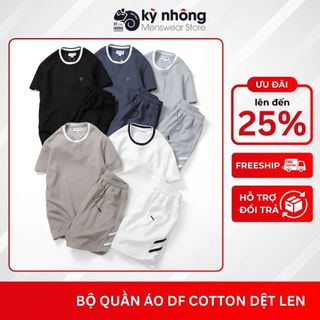 Bộ Cộc Tay Nam Cotton Dệt Len – Áo + Quần Short – Mềm Mại, Thoáng Mát | Set Đồ Nam Basic Form Đẹp