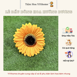 LẺ 5 Đầu Bông Hướng Dương Lụa Trang Trí Decor Phòng Diy Handmade YiYihome